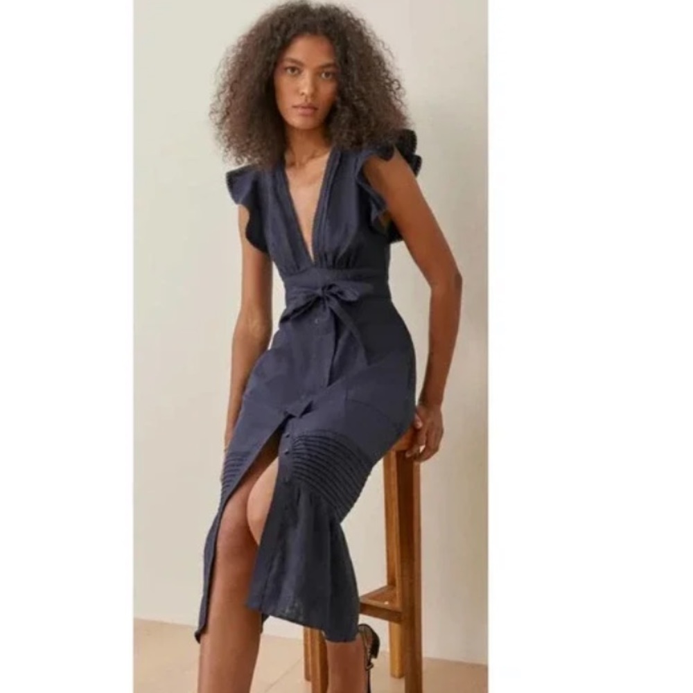 Reformation Navy Midi Dress